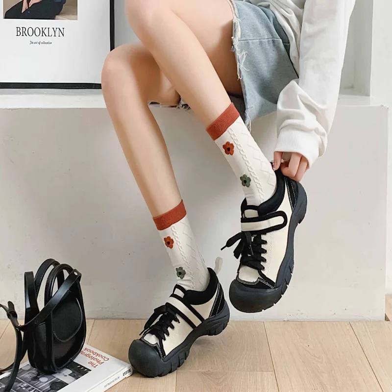 5pairs Lot Novelty Socks Spring Autumn Casual Cotton Korean Style Socks Women Plaid Heart Cotton Short Socks
