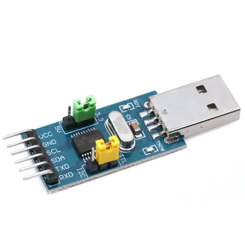 Фото Программатор CH341T USB-I2C/UART - модуль последовательного порта TTL 3.3В/5В для загрузки и отладки прошивок STC/Arduino №3