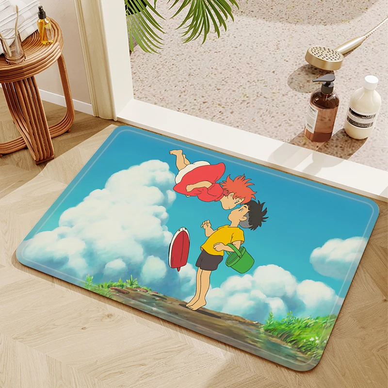 

Ponyo Kitchen Carpet Entrance Doormat Mat for Hallway Absorbent Bathroom Rug Living Room Rugs Floor Mats Doormats Home Foot Bath