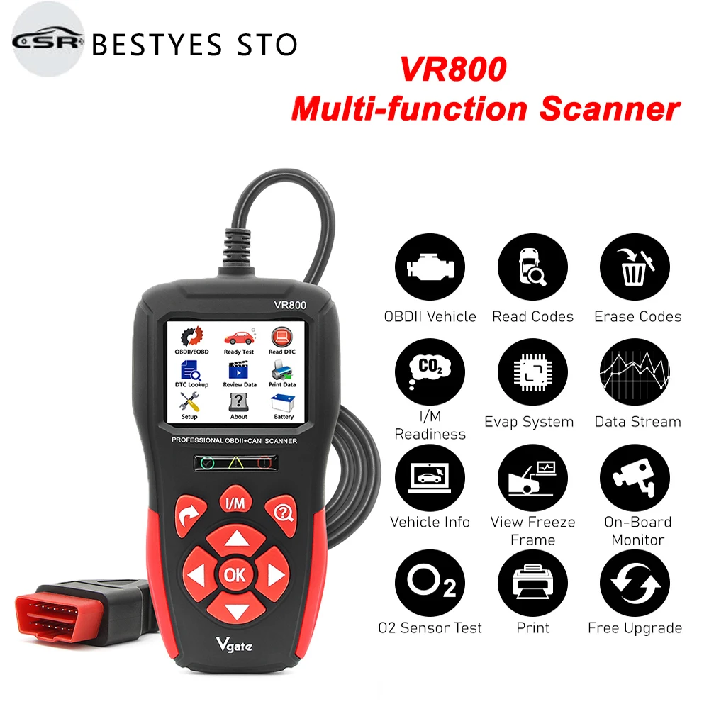Считыватель кодов VR800 OBD2, сканер OBD 2, диагностика автомобиля, автомобильный диагностический сканер двигателя PK KW850 ELM327