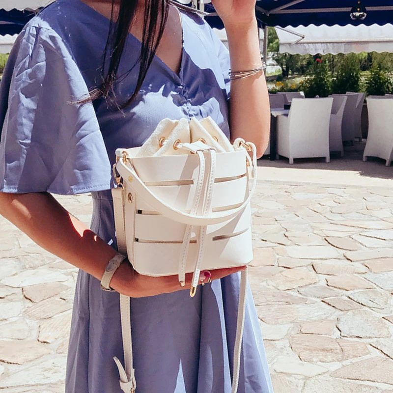 

Женская ажурная Сумка-ведро с индивидуальным дизайном, трендовая сумка на плечо, простая Темпераментная Женская сумка через плечо