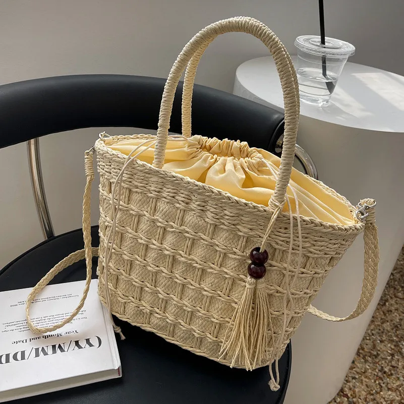 

CGCBAG 2022 Fashion Straw Designe Handbag Women Large Capacity Shoulder Bag Summer Female Beach Tote Bag Casual Crossbody Bags