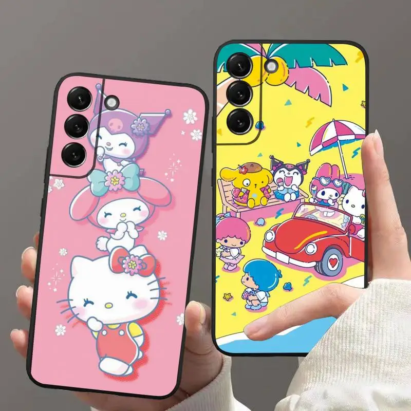 

Cute Sanrio family HelloKitty kuromi Phone Case for Samsung Galaxy S22 S21 Ultra S20 FE S9 Plus S10 5G lite 2020 Silicone Funda