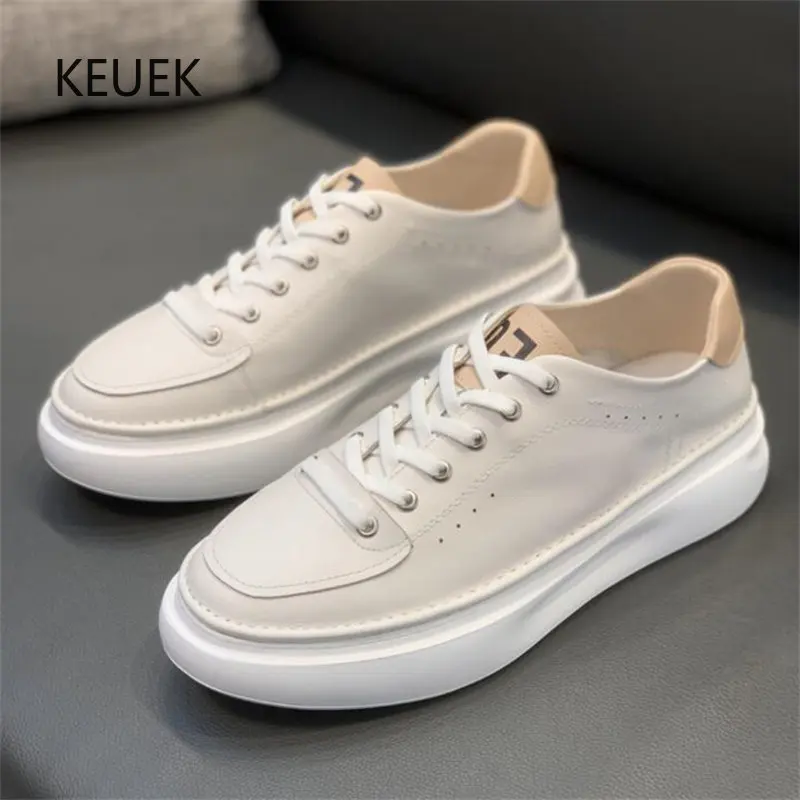 

New Design Genuine Leather Breathable Thick Sole Casual Shoes Men Sneakers Spring Summer Loafers Oxfords Sport Flats Male 5A