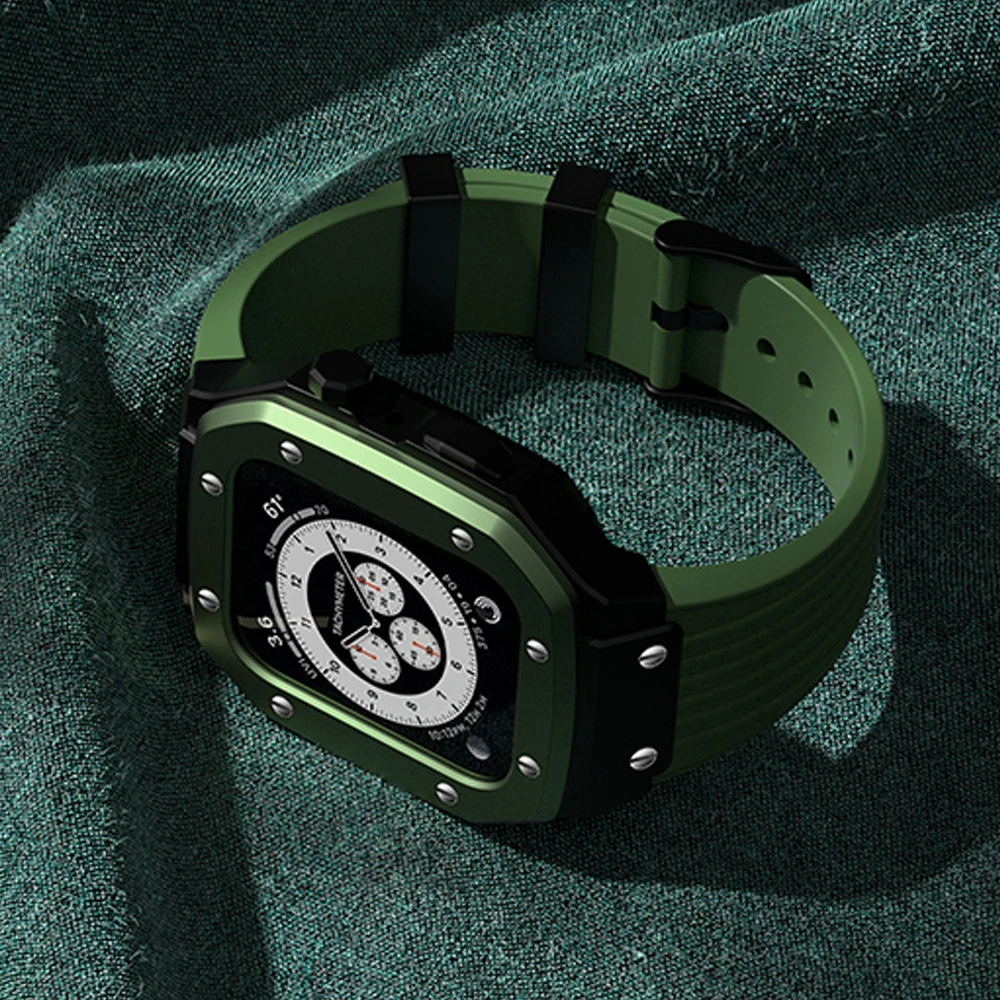 Металлический чехол для часов Apple Watch 7 45 мм защитный iWatch SE 6 5 44 Роскошный комплект