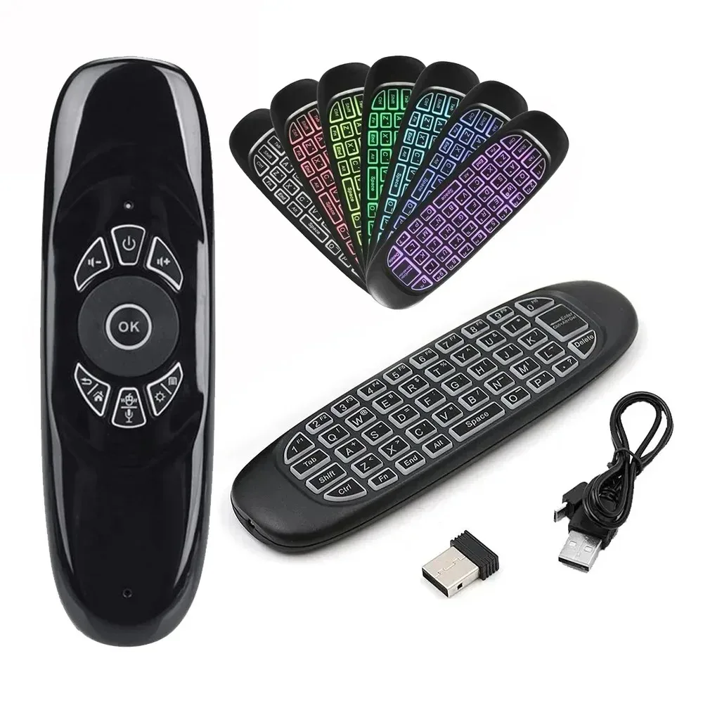 C120 Air Mouse 2 4G RF умный пульт дистанционного управления с 7-цветной подсветкой