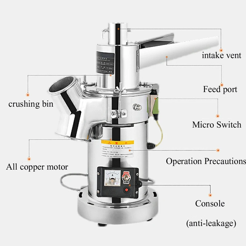 

20KG / H Electric Grain Mill Grinder 3000W Powerful Soybean Blender Cereal Crusher Food Processing Machine Commercial