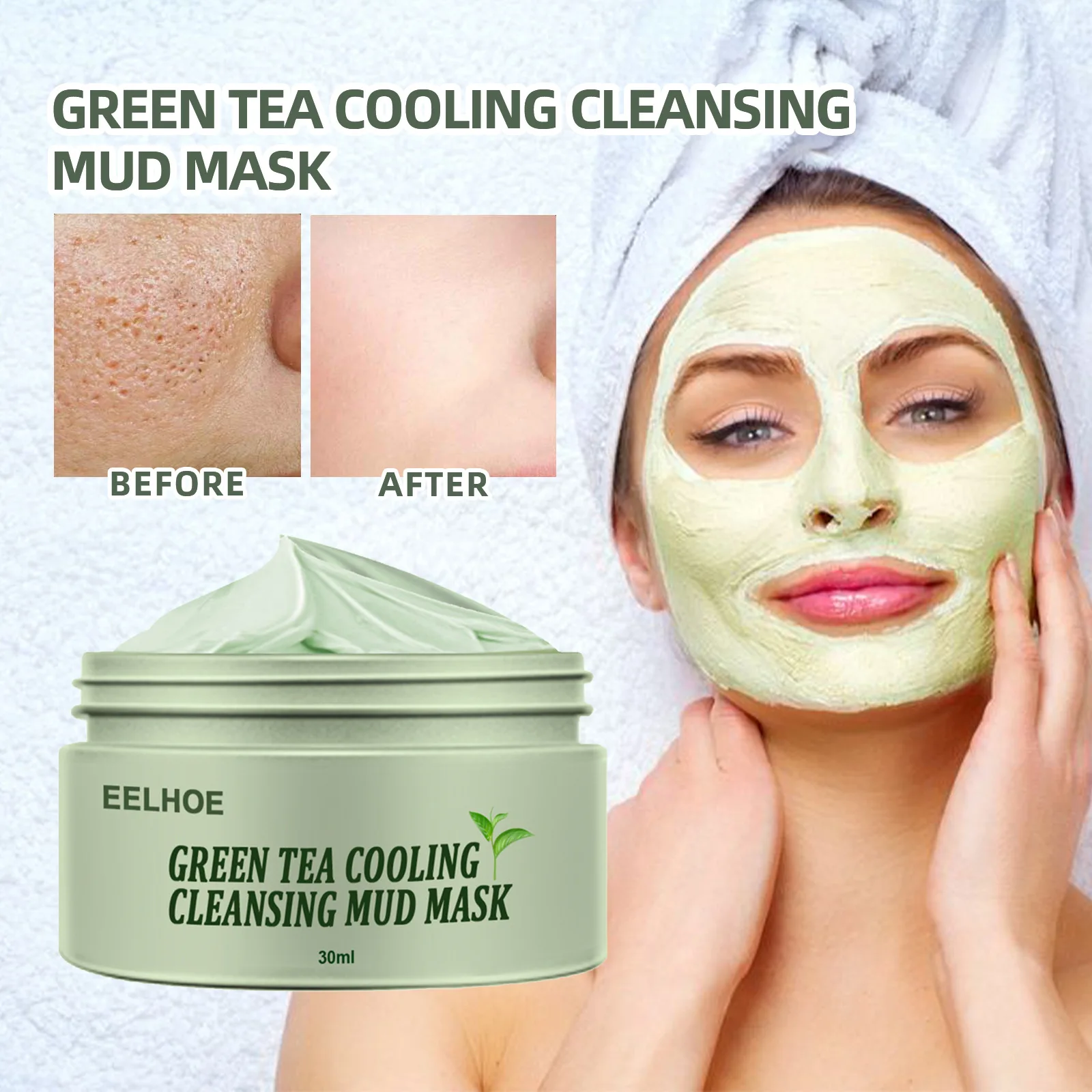 

EELHOE Green Tea Ice Muscle Cleansing Mask Deep Cleansing Firming Skin Hydrating Mud Mask Facial Treatment 30ml