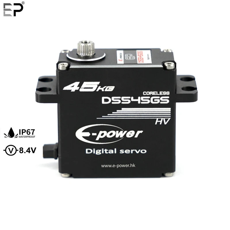 Водонепроницаемый сервопривод EP, 45 кг, алюминиевая зеркальная цифровая металлическая шестерня, сервопривод без сердечника для радиоуправляемого автомобиля, грузовика, гусеничной лодки 1/8 1/10