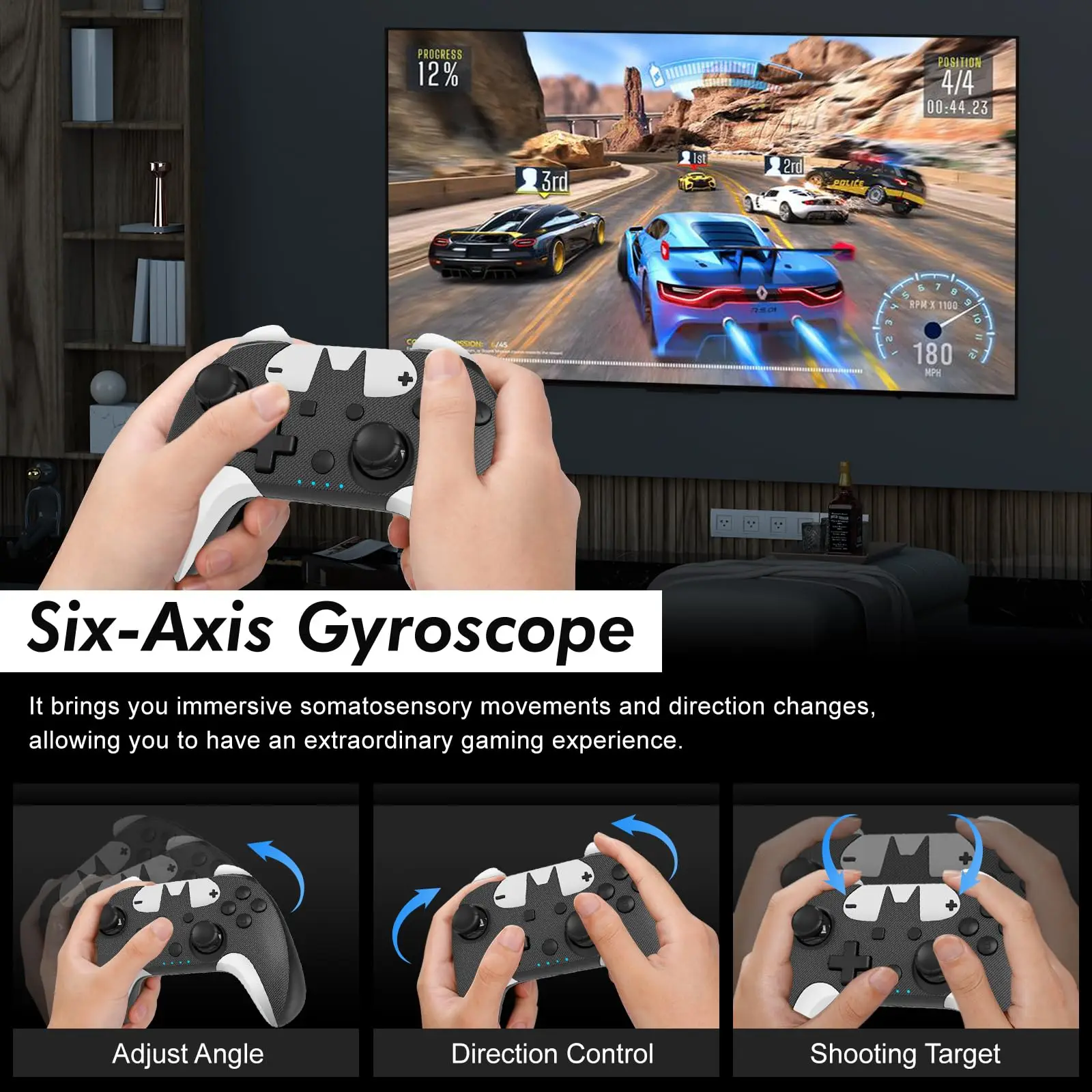 Беспроводной контроллер для Nintendo Switch/Lite/OLED с турбо/вибрацией/6-осевым
