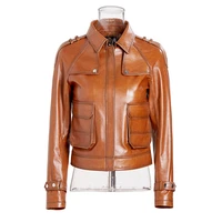 mother daughter matching clothes sheepskin leather jacket short motorcycle leather jacket