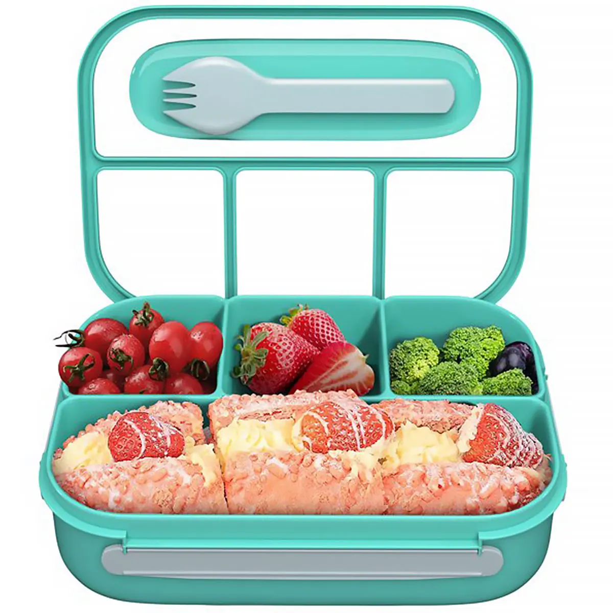 

Lunch Box 1300ML 4 Compartments BPA Free Bento Box Sealed Leak-proof Meal Box Microwave Freezer Dishwasher Safe Portable Food