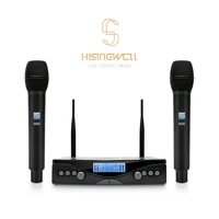 hisingwell uhf professional dual wireless microphone system metal mic suitable for stage karaoke church speech