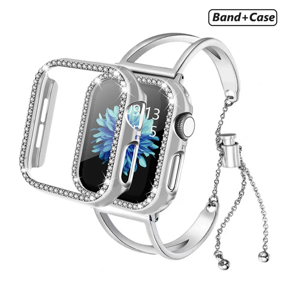 

Ремешок металлический для Apple Watch Band Silver SE 40 41 44 мм, браслет из нержавеющей стали для iWatch Series 7 6 543, 38 42 45 мм