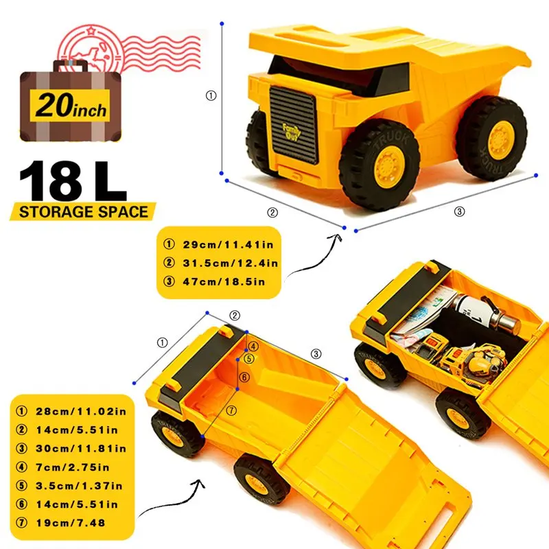 Monster Truck Design Kids Ride On Travel Suitcase - Durable Toddler Luggage with Wheels, Perfect for Travel, School, and Gifts
