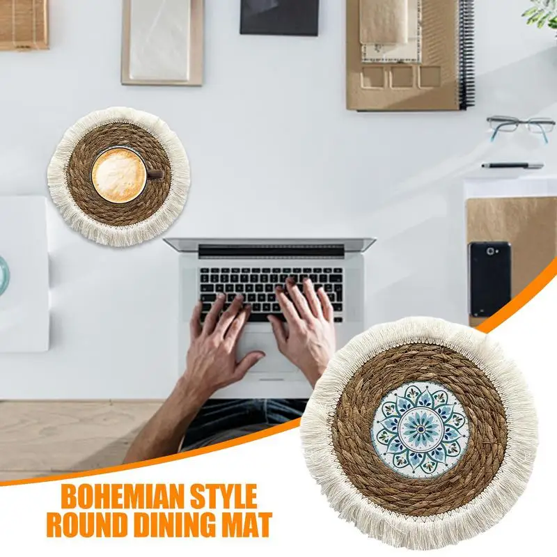 Коврики в стиле бохо элегантные круглые тканые салфетки подставки для