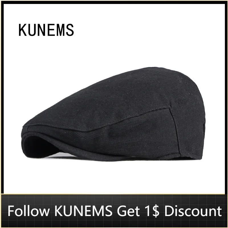 

KUNEMS Fashion Newsboy Caps Cotton Berets Boina Simple Retro Hats for Man Peaked Cap Casual Dad Hat Unisex Gorras