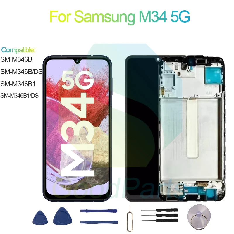 Для Samsung M34 5G замена экрана дисплея 2340*1080 SM-M346B/B1/DS ЖК сенсорный дигитайзер в сборе