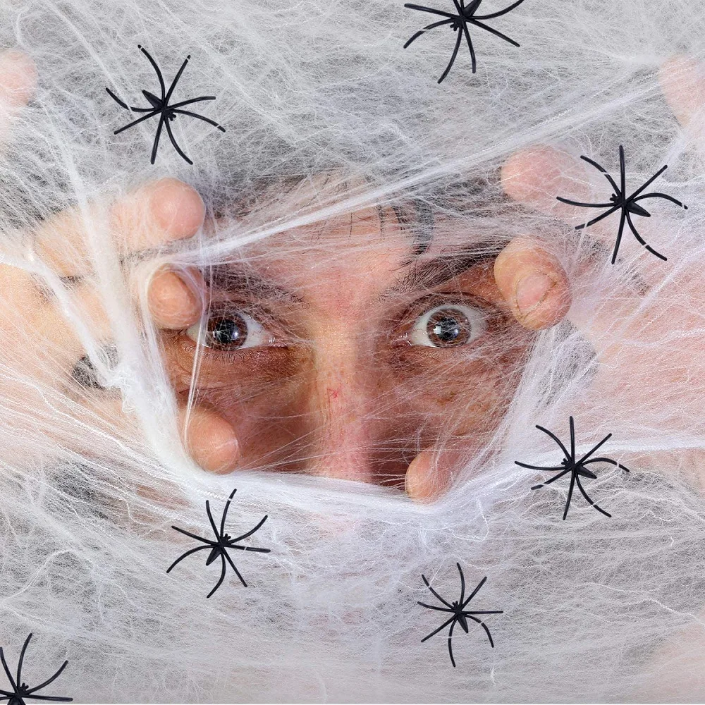 

Halloween White Stretchy Cobweb Artificial Spider Web Decoration Cobweb Cotton Horror Halloween Bar Haunted House Scene Props