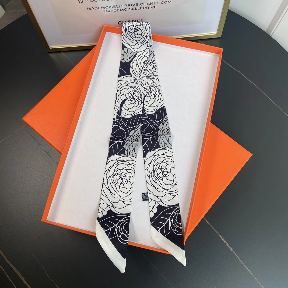 

95 см * 5 см маленький Длинный розовый Печатный женский дизайнерский большой Фирменный шарф скинни фотоленты тканевые аксессуары черный белы...