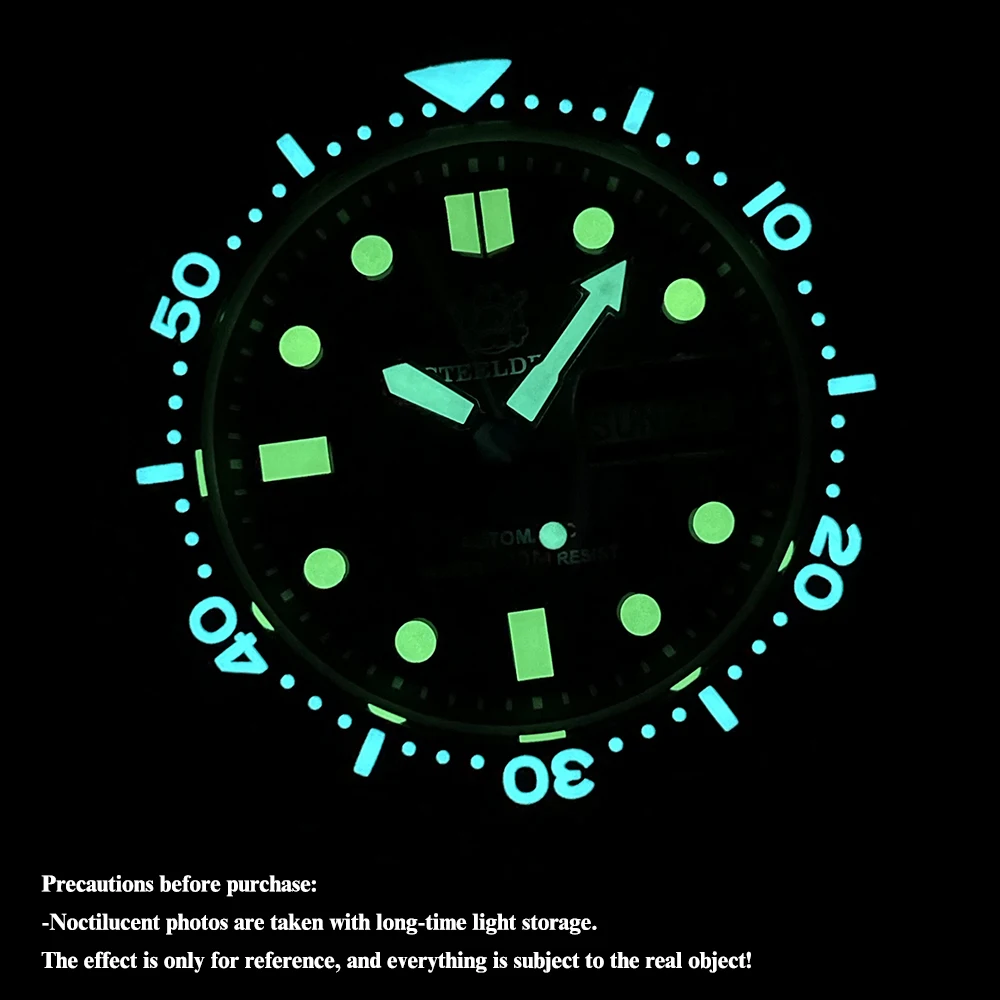 Цена Мужские Водонепроницаемые механические часы STEELDIVE с автоподвижным механизмом, двойным календарем, NH36