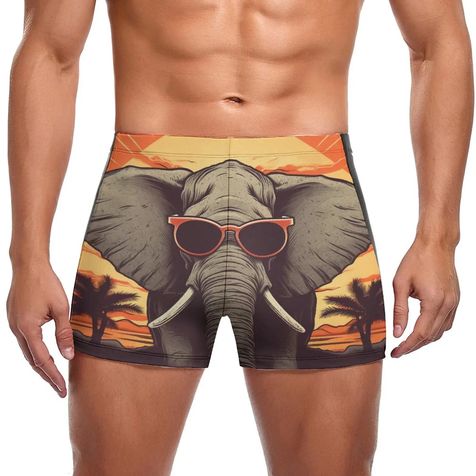 

Плавки мужские в стиле ретро с принтом слона и эффектом пуш-ап