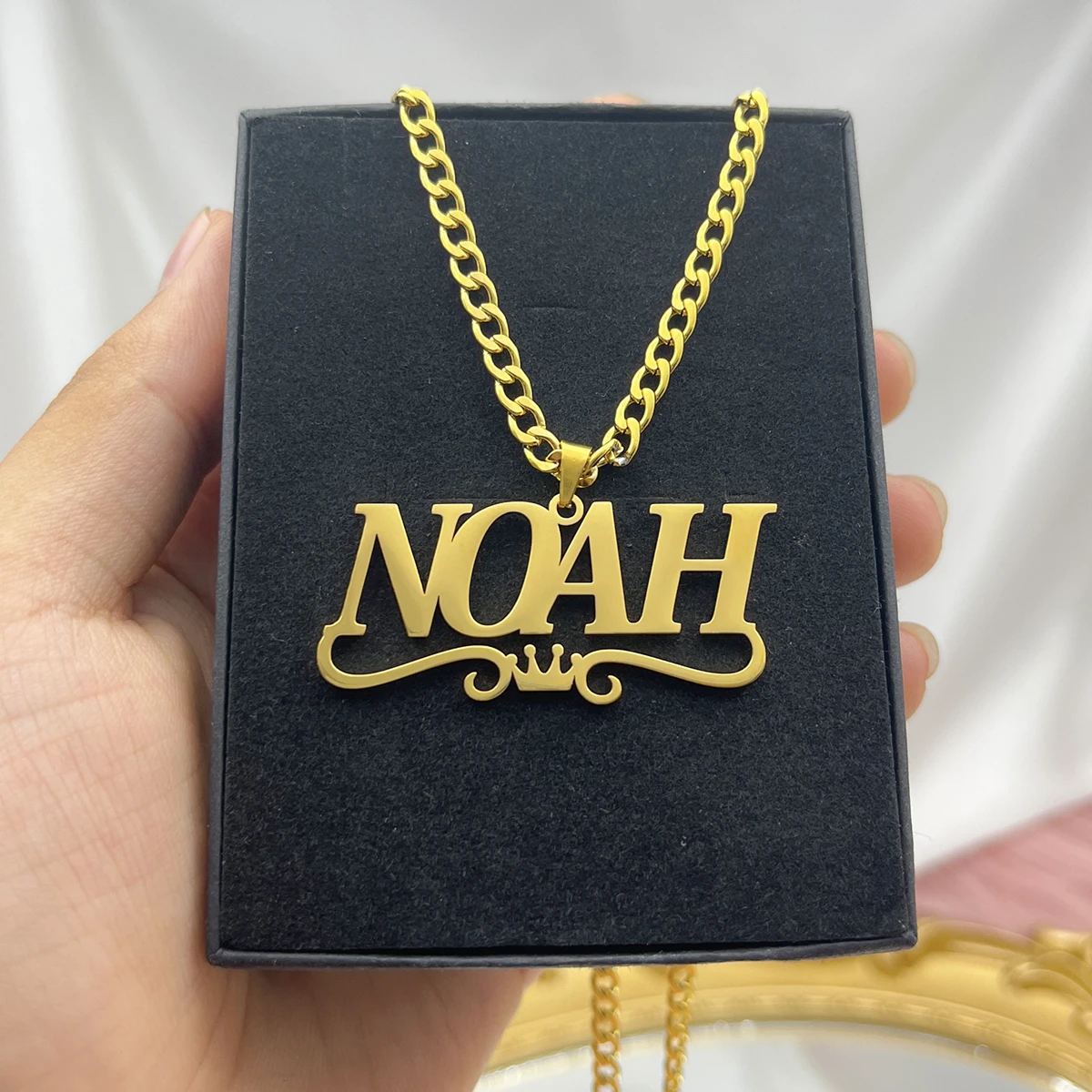 Индивидуальное ожерелье с именем короны кубинская цепь из нержавеющей стали