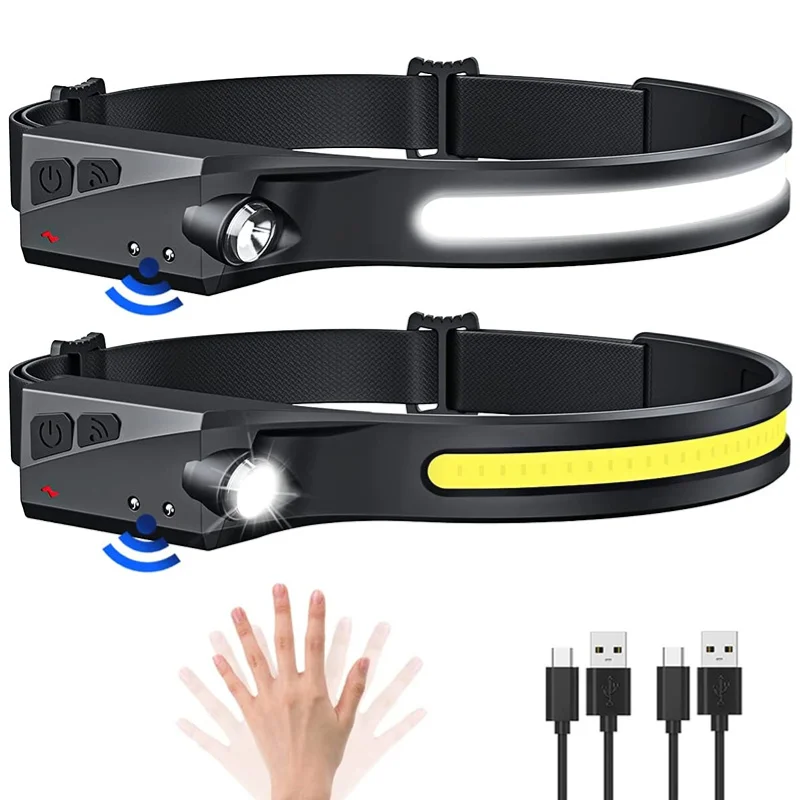 

1/2/3PCS LED Induction Headlamp With Built-in Battery USB Rechargeable Headlight Led Head Torch Work Light Camping Search Light