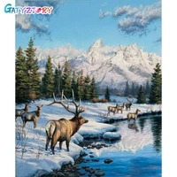 gatyztory diy painting by numbers deer drawing on canvas gift pictures by number animals kits hand painted paintings home decor