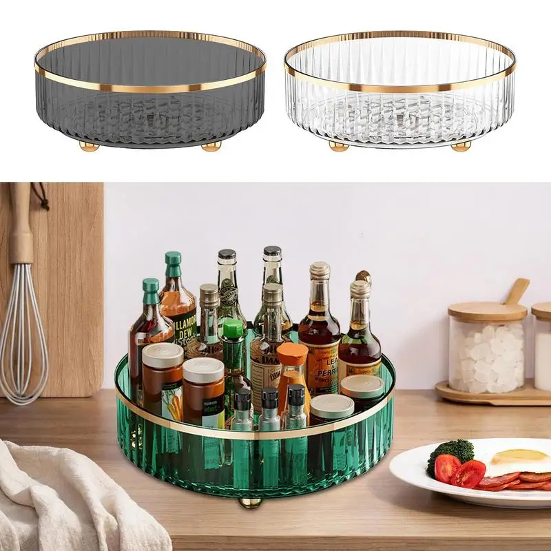

360 Degree Rotating Turntable Storage Spice Rack Pantry Turntable Cabinet Non-Slip Spice Round Rack Plate Kitchen Gadget