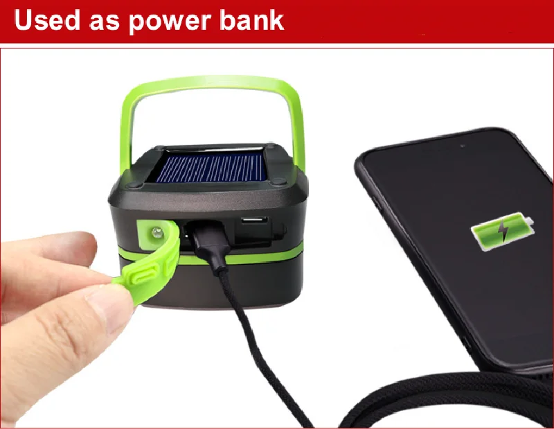 Складной портативный фонарь на солнечной батарее с зарядкой от USB