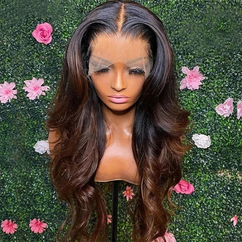 Омбре коричневый 1B30 тело волны предварительно выщипанные мягкие 180% Плотность