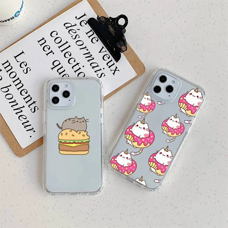 

Чехол для телефона P-Pusheens с мультяшным котом для Samsung GalaxyS20 S21 S30 FE Lite Plus A21 A51S Note20, прозрачный чехол