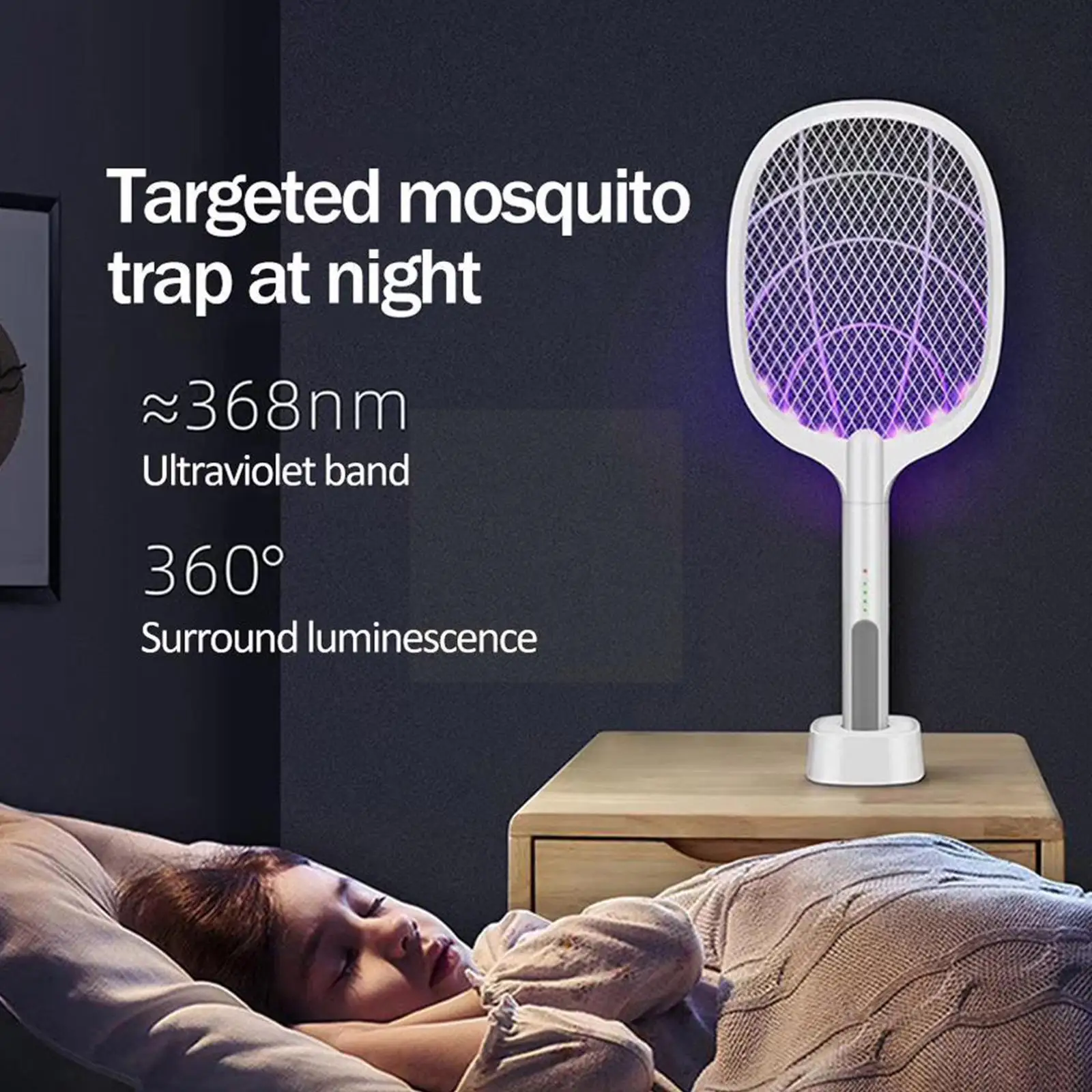 

2 in 1 Mosquito Killing Lamp Mosquito Swatter Electric Mosquito Fly Killer Racket Electric Swatter Zapper Racket Insects Bu U9O5