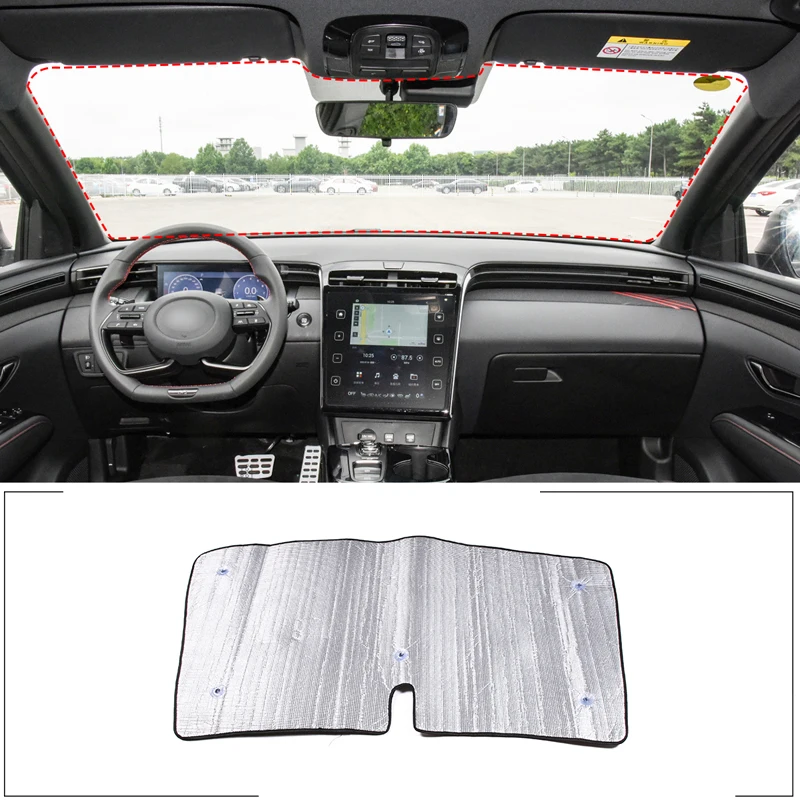 

For Hyundai Tucson NX4 2021-2022 aluminum foil Silver Car Front Windshield Thermal Curtain Shading Sunscreen Car Accessories