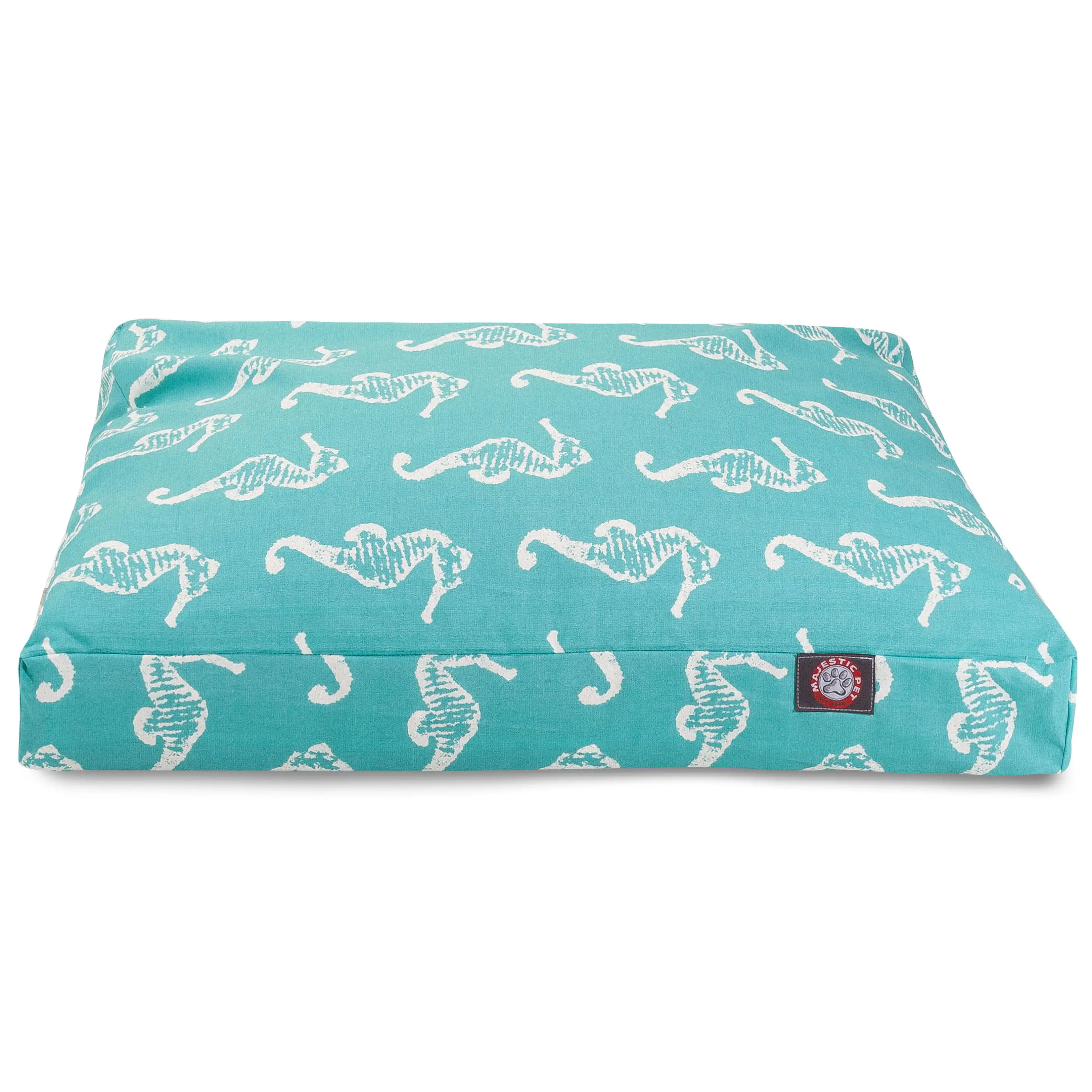 

HMTX | Sea Horse Rectangle Pet Bed For Dogs, Removable Cover, Teal, Medium