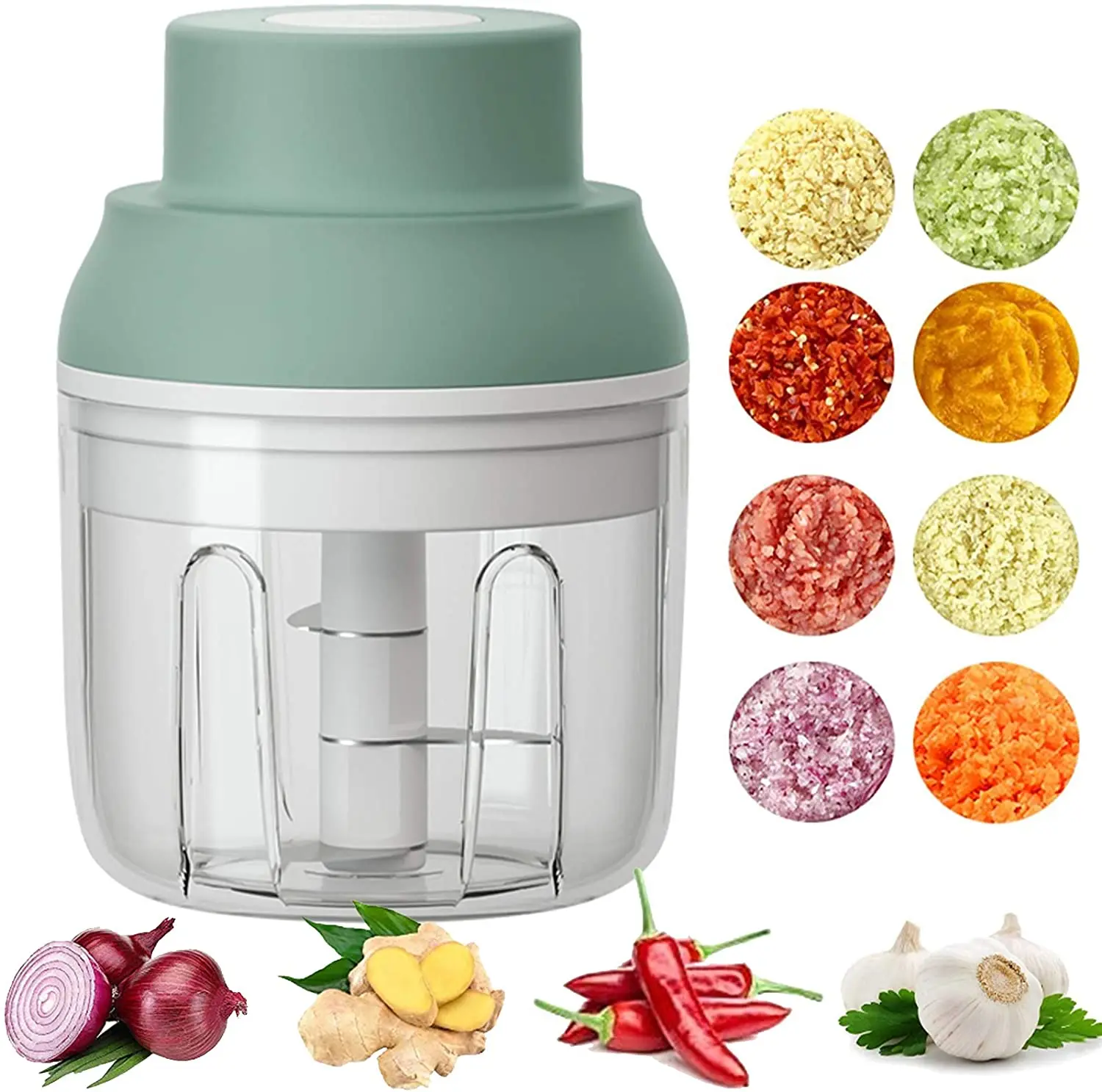 Electric Mini Food Chopper ,250ML Portable Garlic Chopper with USB Charging Function, Mini Food Slicer for Onion Vegetables