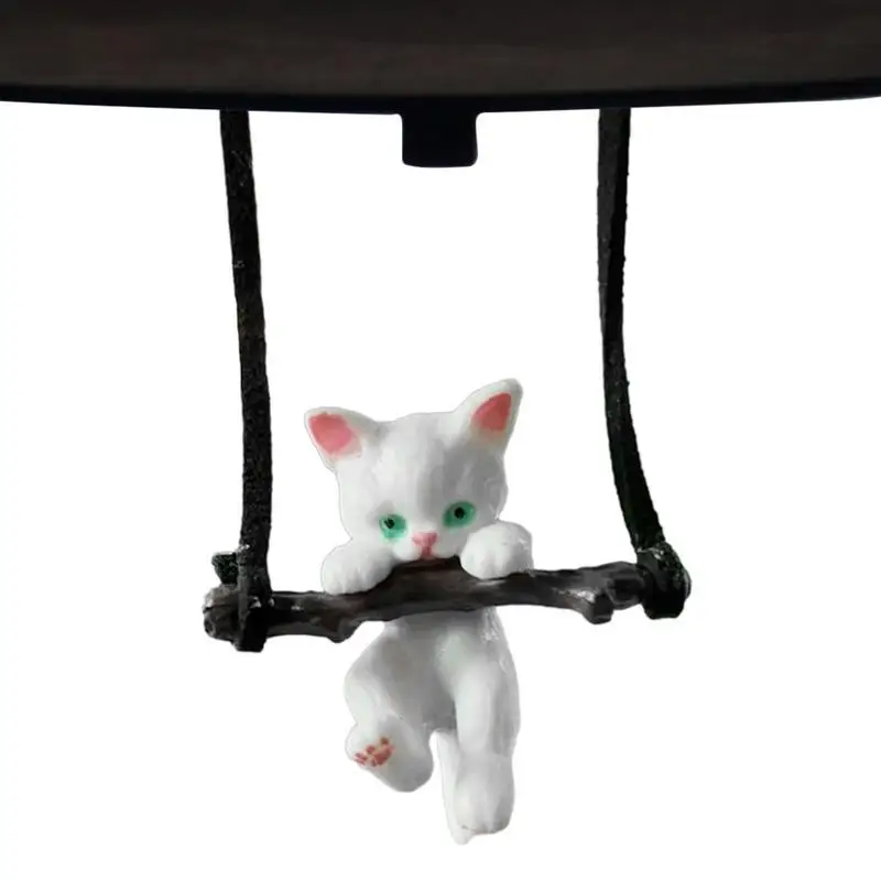 

Cat Car Hanging Pendant Decor Cute Cat Swing Statue Creative Ornaments Auto Interior Rear View Mirror Dames Accessories Gifts