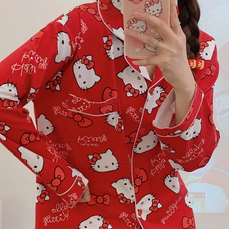 Sanrio Hello Kitty Kawaii Одежда для отдыха Изысканные пижамы с героями мультфильмов Брюки