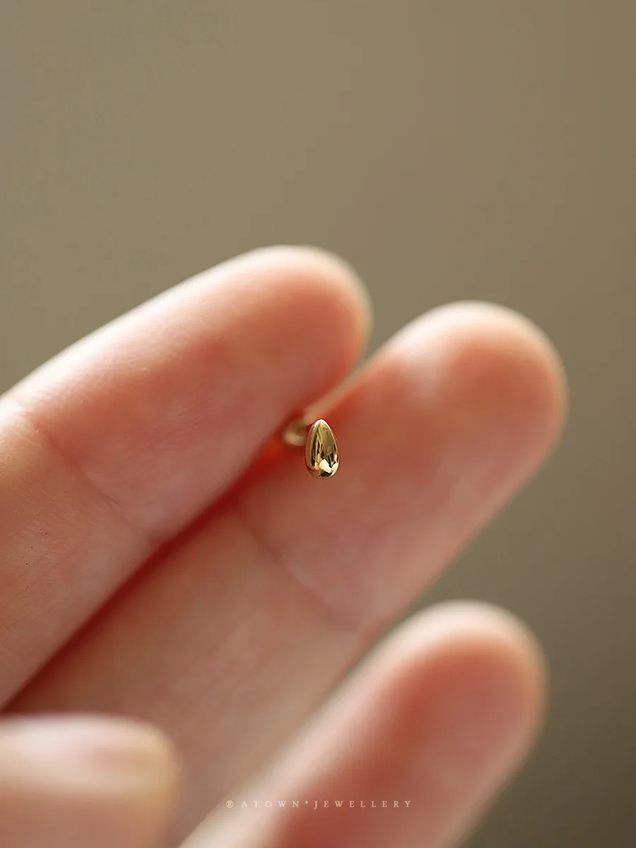 

Ультратонкие серьги из серебра пробы с покрытием из золота 14 к, глянцевые прочные серьги в форме капли воды