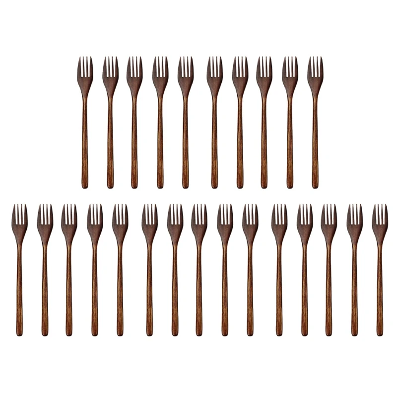 

25 Pieces Eco-Friendly Wood Salad Dinner Fork Tableware Dinnerware For Kids Adult (25 Pieces No Rope Wooden Forks)