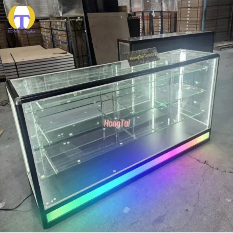 Фото Витрина для табачных изделий custom.Guangzhou HongTai 2026: Новая модель со стеклянным дисплеем и красочной LED-подсветкой №4
