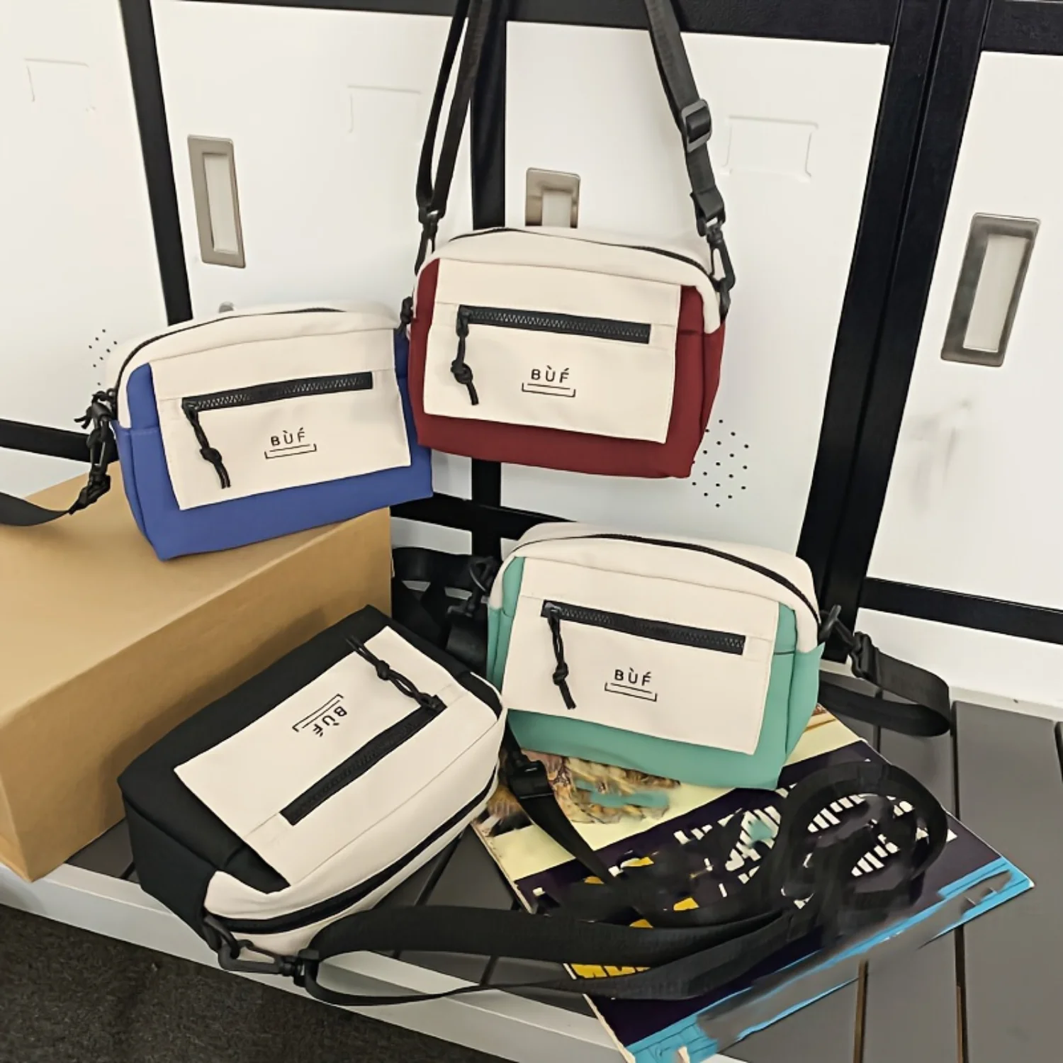 Минималистичная квадратная сумка через плечо с цветными блоками Женский