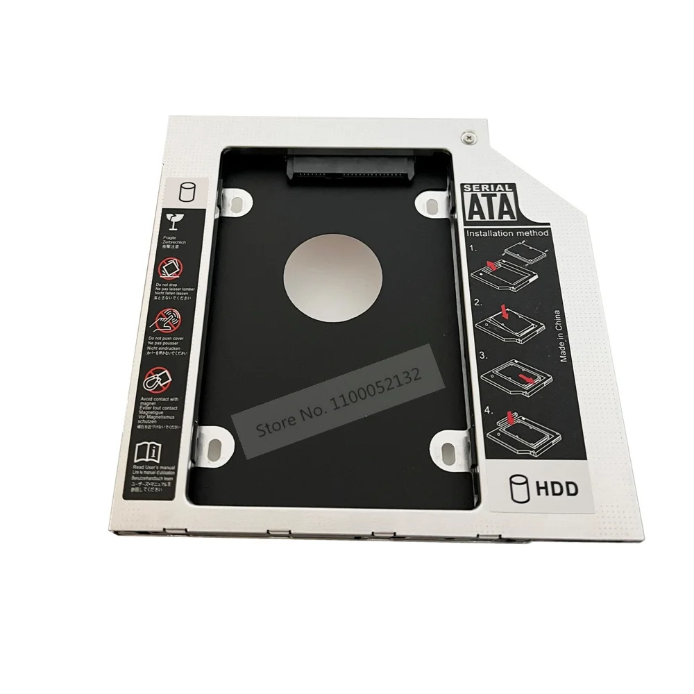 Aluminum 2nd Hard Drive HDD SSD Enclosure Optical Caddy Bracket Frame SATA for HP Pavilion 15-n206nr 15-e025so 15-ab004nj