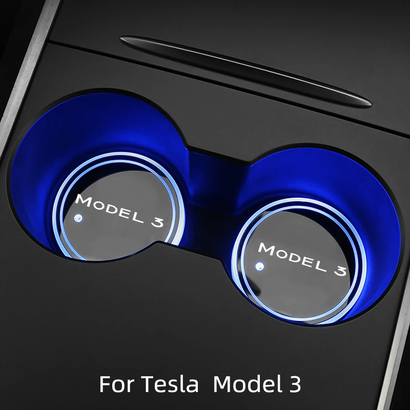 

Car LED Cup lamp car interior fashion atmosphere lamp for Tesla Model 3 2017 2019 2021 Car Colorful water cup Light Accessories