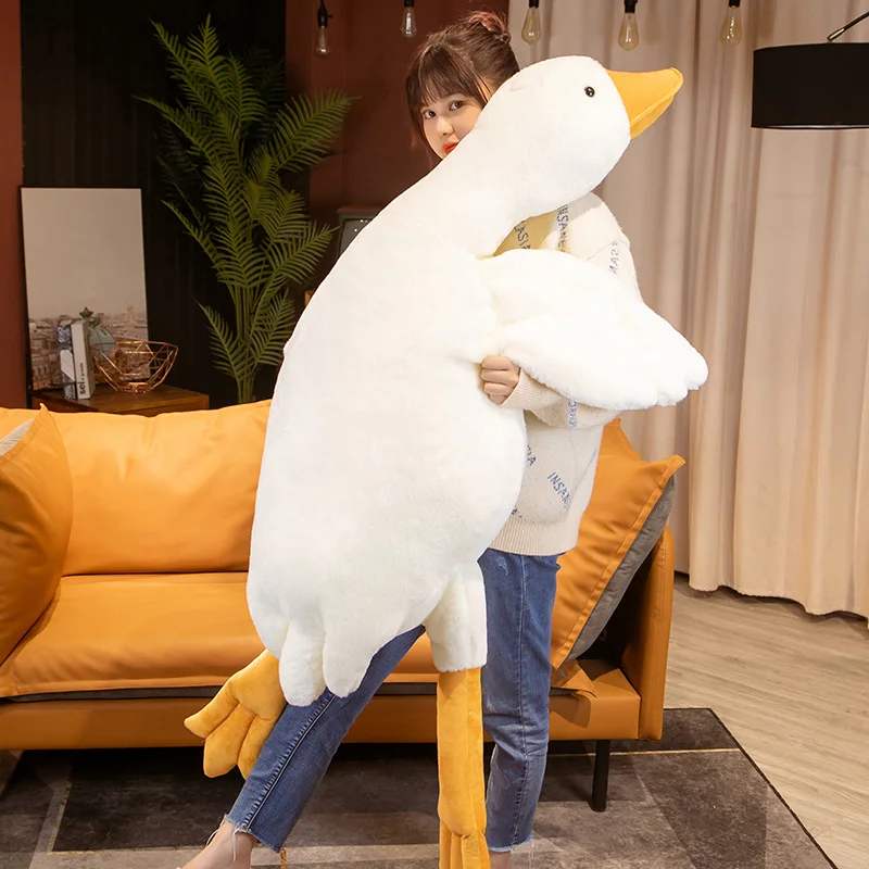 

190cm Giant Duck Plush Toys Fluffy Sleep Pillow Cute Animal Stuffed Swan Goose Soft Dolls Floor Mat Kids Girls Birthday Gift