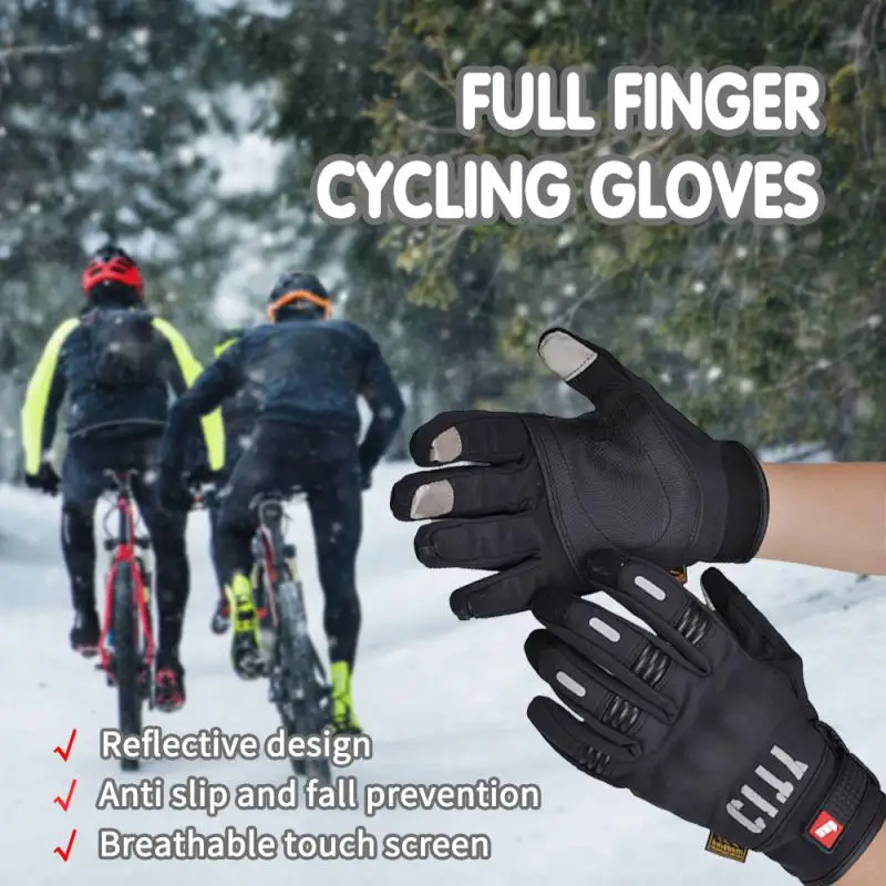 

Winter Gloves Touchscreen Cycling Gloves Waterproof Riding Glove Plus Velvet Windproof Warm Non-Slip Glove Cycling Equipment