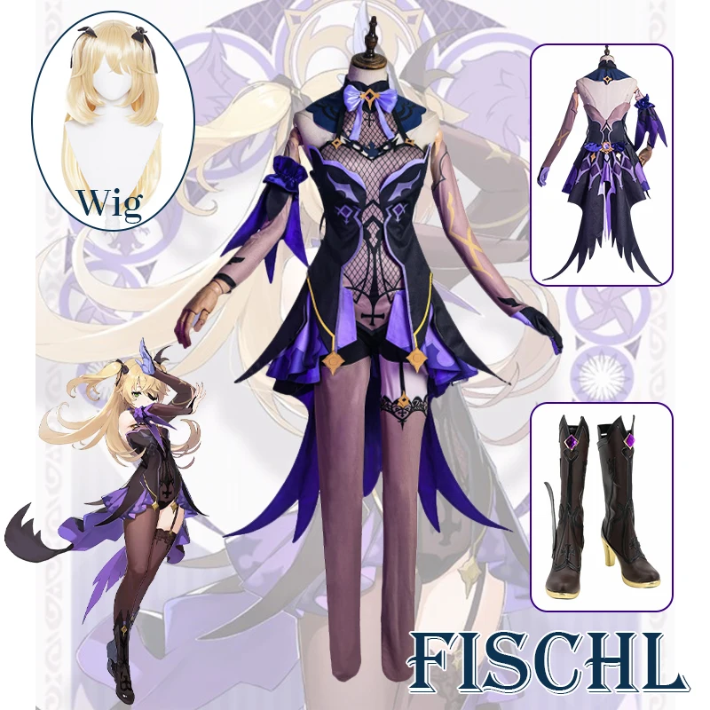 

Genshin Impact Fischl Cosplay Costumes Anime Figure Halloween Costumes for Women Clothes Vestido Dress Suit Wig Cosplay Sexy