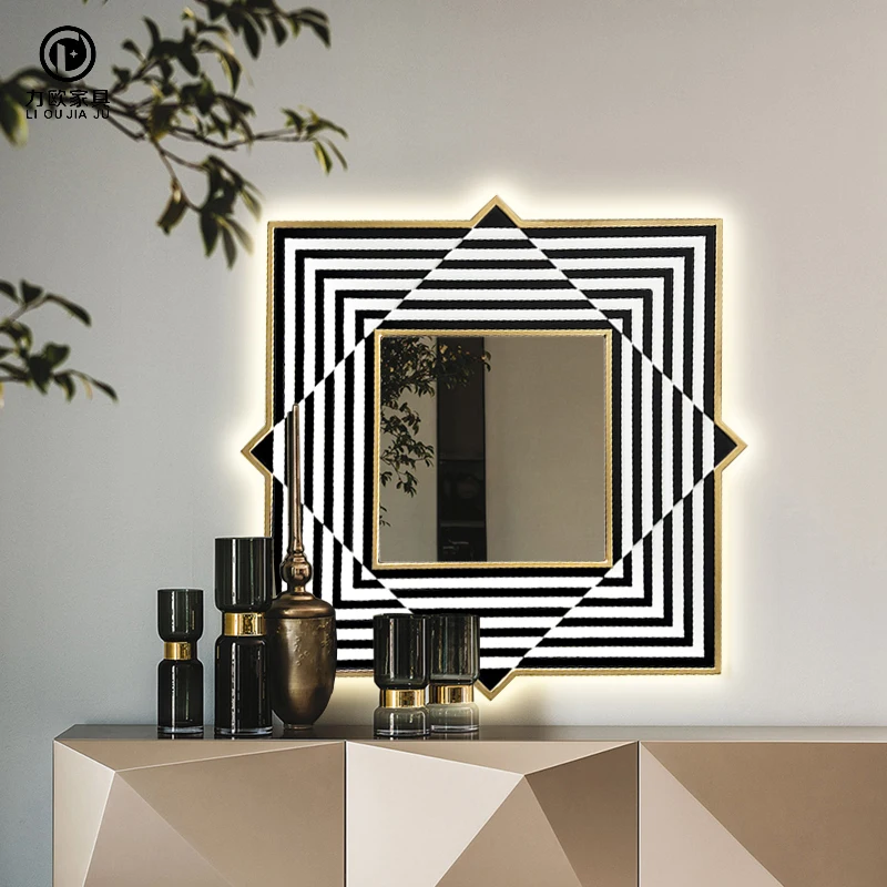 

Luxury Infinity Mirror Irregular Hexagon Bathroom Vanity Art Wall Mirror Model Nordic Glass Wand Dekorationen Wall Decorations