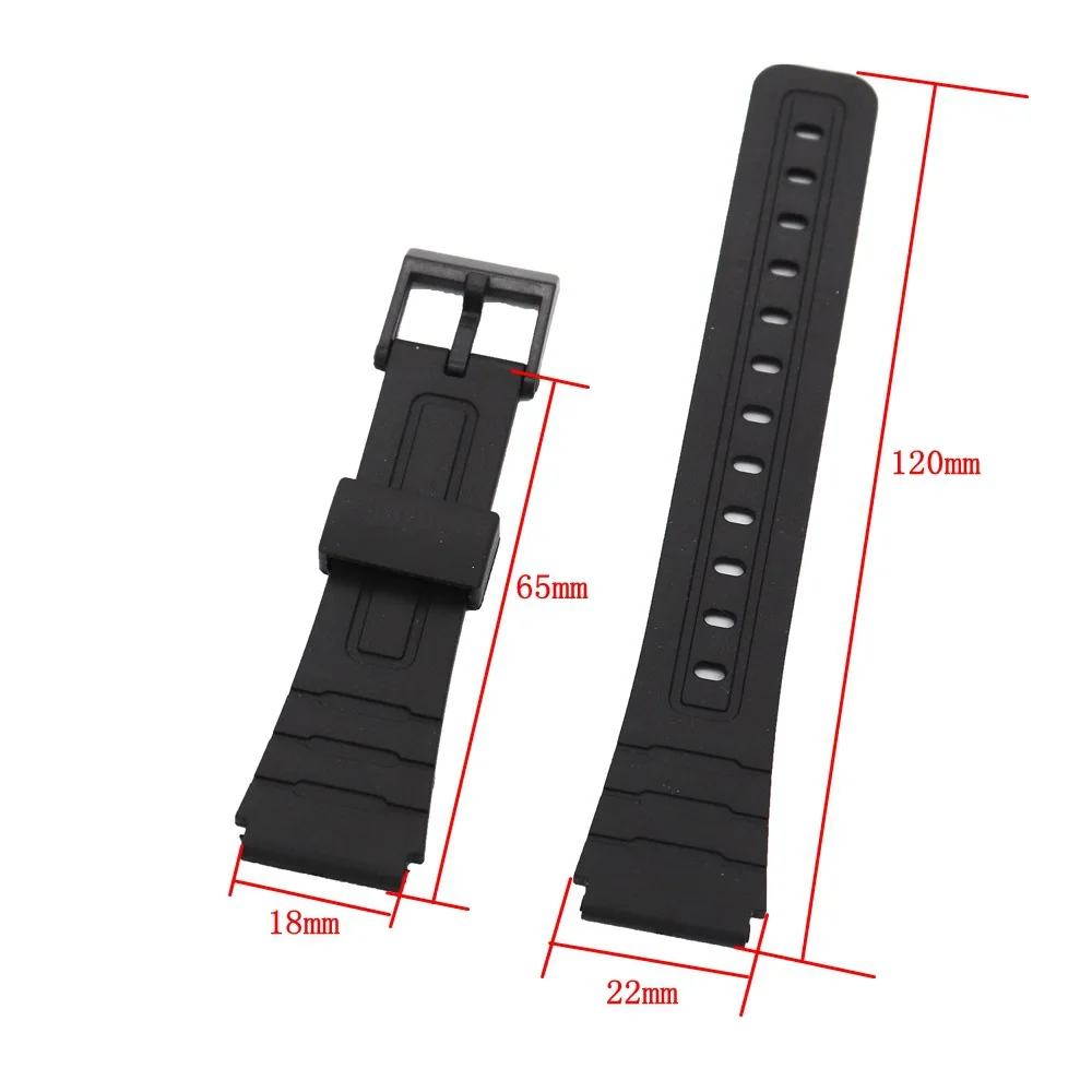 Watch Band Replacement Strap for W800H Black PU Resin Plastic Wrist Bracelet SGW400 F91W F84 F105/108/A158/168 AE1200/1300